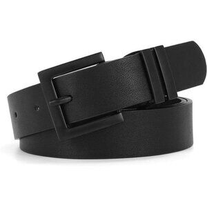 Womens leather belt fashion waist belt square gold buckle for jeans pants dress